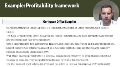 Framework Example for a Profitability Case