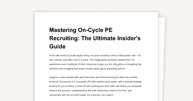 Mastering On-Cycle PE Recruiting: The Ultimate Insider's Guide