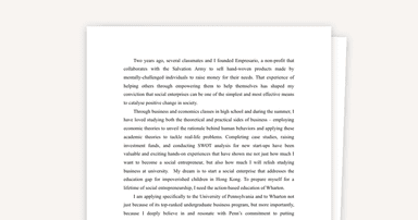 UPenn Wharton Personal Statement