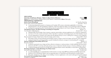 A High-Achiever's Resume for Law & Consulting