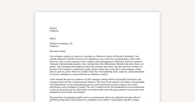Deloitte Consulting Cover Letter Example
