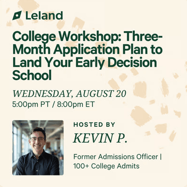 College Workshop: Three-Month Application Plan to Land Your Early Decision School