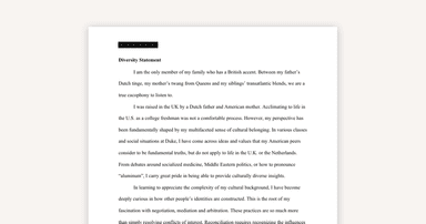 Example- A Law School Diversity Statement Beyond the Obvious