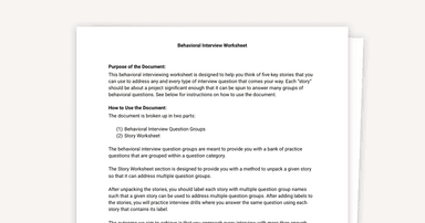 Behavioral Interview Worksheet: Ace Your Stories!