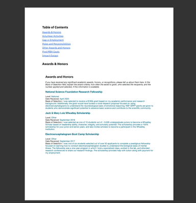 Stanford GSB Short Answer and Supplementary Materials Examples