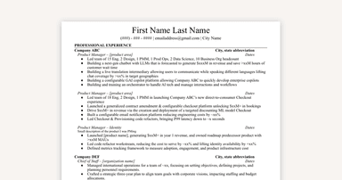 Big Tech PM Resume: The Winning Sample