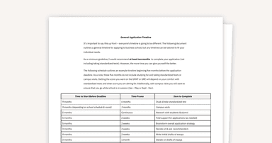 General Application Timeline