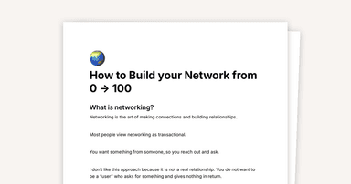 How to Build Your Network: From 0 to 100