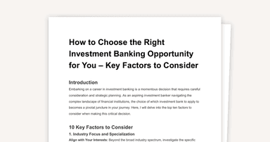 How to Choose the Right Investment Banking Opportunity for You – Key Factors to Consider