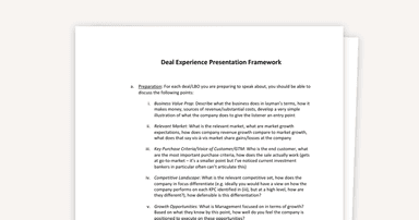 Deal Experience Presentation Framework