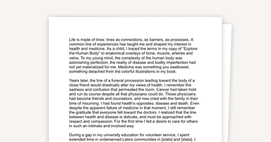 Personal Statement - Medicine as a Catalyst for Growth and Connection