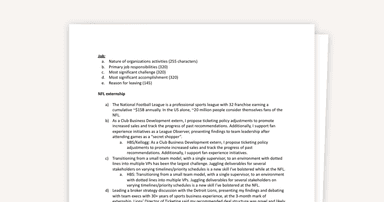 Example Employment, Activities, and Awards for Any MBA Application