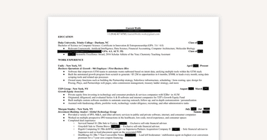 Resume – Ex Morgan Stanley Banker
