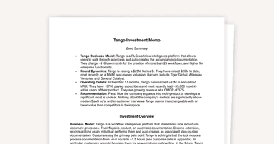 Investment Memo: Tango Example