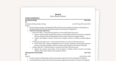 Private Equity and Investment Banking Resume Template