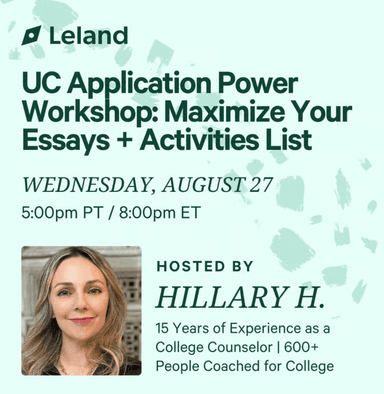 UC Application Power Workshop: Maximize Your Essays + Activities List