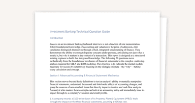 Investment Banking Technical Interview Guide