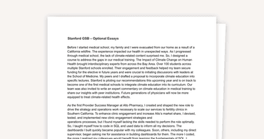 Stanford GSB Optional Essays