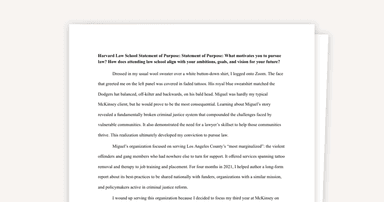 Example Harvard Law Personal Statement - Criminal Justice System Focus