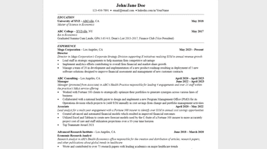 Walkthrough of a Good MBA Resume