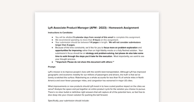 Lyft APM Practice Take-Home Assignment