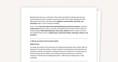 Crushing PE Behavioural Interviews