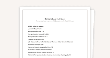 The Ultimate Dental School Fact Sheet
