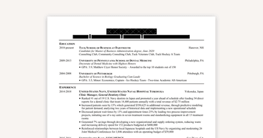 Resume Example for Consulting Roles at BCG, Bain, McKinsey & More