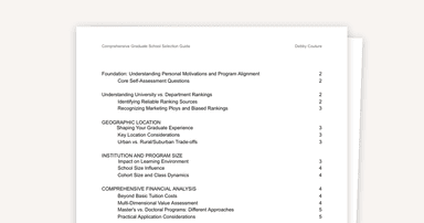 Comprehensive Graduate School Selection Guide