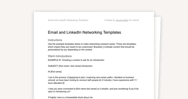 Email and LinkedIn Networking Templates for Outreach