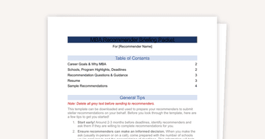 MBA Recommender Briefing Packet