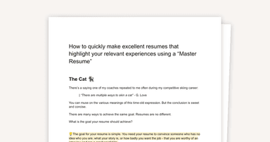 Master Resume Framework