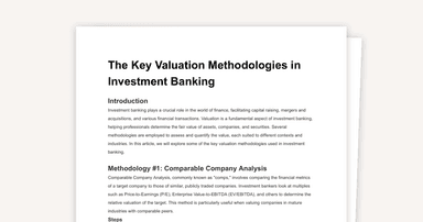 Common Investment Banking Interview Questions