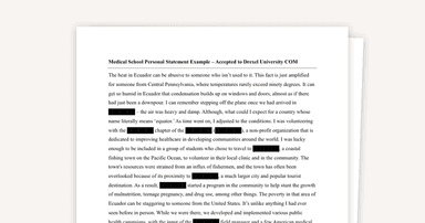 Med School Personal Statement: Drexel University College of Medicine