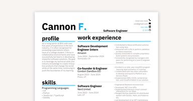 Amazon Internship Resume Example