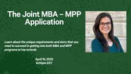 The Joint MBA – MPP Application